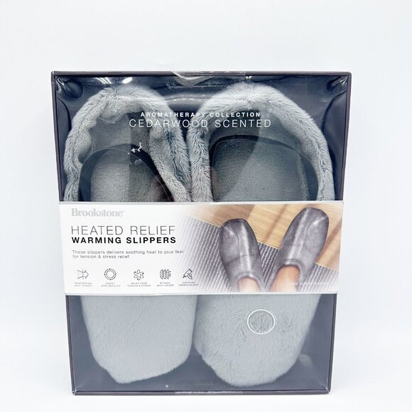 Brookstone Heated Relief Warming Slipper Cedarwood Scented Aromatherapy NIB OSFM - Picture 1 of 6